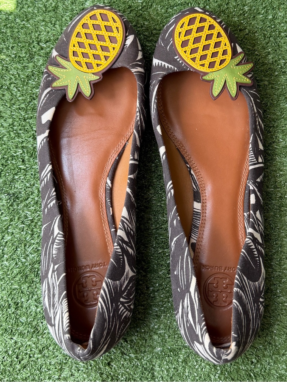 Tory Burch Pineapple Tropical Print Womens Ballet Flats